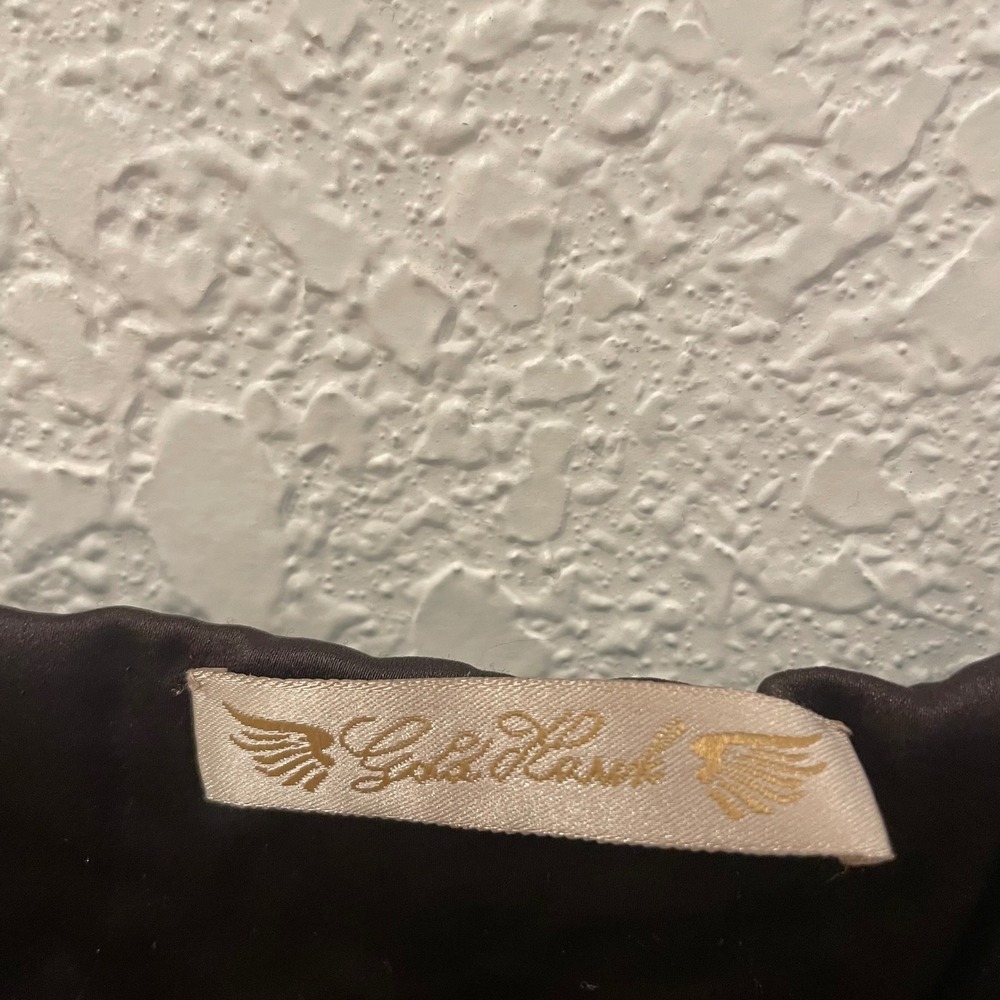 Gold Hawk Black Silk Embroidered Southwestern Boho Cami Top‎ Lace Smocked Y2K - Picture 4 of 7